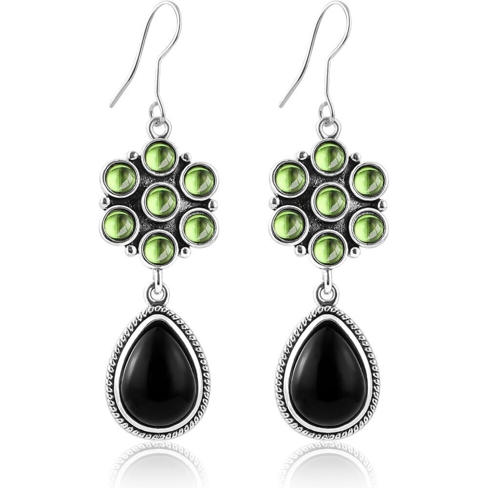 Osidian Flower Opal Tear Statement Vintage Long Summer Earring for Women Jewelry